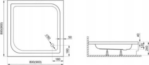 Obudowa brodzika 90x90x12 - wys. 20 cm TENOR 3