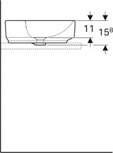 Geberit Variform Umywalka stawiana na blat, okrągła, D45cm, H15.8cm, z przelewem, z otworem na baterięGEBERIT 2