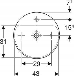 Geberit Variform Umywalka stawiana na blat, okrągła, D45cm, H15.8cm, z przelewem, z otworem na baterięGEBERIT 4