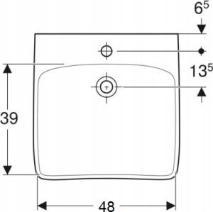 Geberit Selnova Comfort  Umywalka,dla niepełnosprawnych, B55cm, H15cm, T55cm, bez przelewu, z otworem na baterię 2