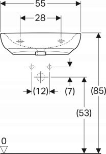 Geberit Selnova Comfort  Umywalka,dla niepełnosprawnych, B55cm, H15cm, T55cm, bez przelewu, z otworem na baterię 5