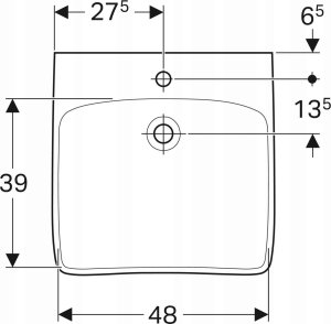Geberit Selnova Comfort  Umywalka,dla niepełnosprawnych, B55cm, H15cm, T55cm, bez przelewu, z otworem na baterię 6