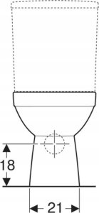 Geberit Selnova Square Stojąca miska WC do spłuczki nasadzanej, lejowa, B35cm, H40cm, T68cm, częściowo ukryte mocowania, odpływ poziomy, Rimfree 3