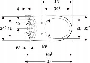 Geberit Selnova Stojąca miska WC do spłuczki nasadzanej, lejowa, B36cm, H39cm, T67cm, odpływ pionowy 3