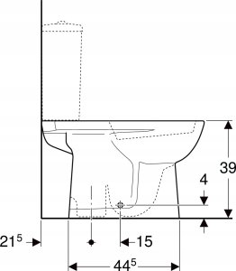 Geberit Selnova Stojąca miska WC do spłuczki nasadzanej, lejowa, B36cm, H39cm, T67cm, odpływ pionowy 5
