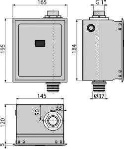 Automatyczny zawór spłukujący do WC, chrom, 12 V (zasilanie sieciowe) 2