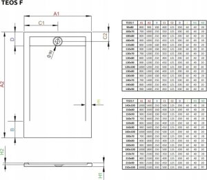 Brodzik Kyntos F 130x90 cemento 11