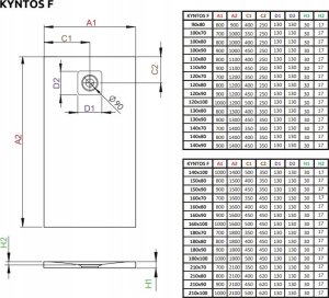 Brodzik Kyntos F 130x90 cemento 8