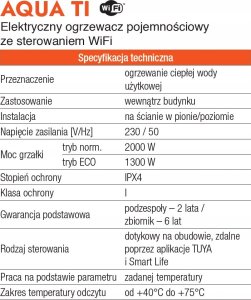 Aqua Ti-80 L-G - Elektryczny ogrzewacz pojemnościowy 80 L ze sterowaniem WIFI, obudowa Slim, kolor szaryTHERMOVAL 2