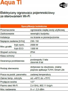 Aqua Ti-80 L-G - Elektryczny ogrzewacz pojemnościowy 80 L ze sterowaniem WIFI, obudowa Slim, kolor szaryTHERMOVAL 8