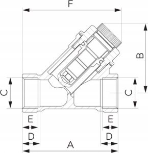 Filtr skośny siatkowy z magnesem, nakrętno-nakrętny, DN20, G3/4 8