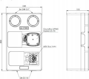 Grupa pompowa PrimoTherm K 180-2 DN25 GP 3-WM, pompa Grundfos UPM3 Hybrid, zawór mieszający ARV Kvs12 6