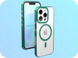 Hello Case Etui Pancerne do Apple iPhone 13 Pro (Bumper, Zielona Ramka, Magsafe, Case) 2