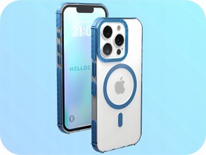 Hello Case Etui Pancerne do Apple iPhone 13 Pro (Bumper, Niebieska Ramka, Magsafe) 2
