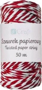 SZNUREK PAPIEROWY SKRĘCANY, CZERWONO-BIAŁY, 50 M 1