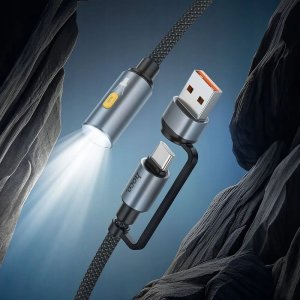 Kabel USB Hoco USB-A + USB-C - USB-C 0.3 m Czarny 3