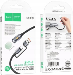 Kabel USB Hoco USB-A + USB-C - USB-C 0.3 m Czarny 5