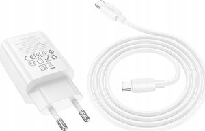Ładowarka Hoco ładowarka sieciowa Typ C + kabel Typ C do Typ C PD QC 30W N62 biała 3