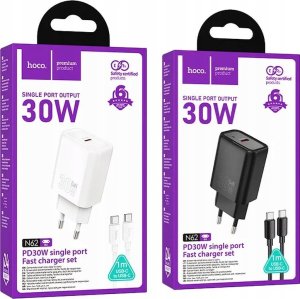 Ładowarka Hoco ładowarka sieciowa Typ C + kabel Typ C do Typ C PD QC 30W N62 biała 7