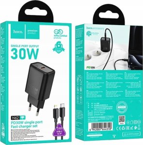HOCO ładowarka sieciowa Typ C + kabel Typ C do Lightning PD QC 30W N62 czarna 4