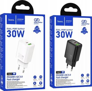 HOCO ładowarka sieciowa USB A + Typ C PD QC3.0 3A 30W N63 czarna 7