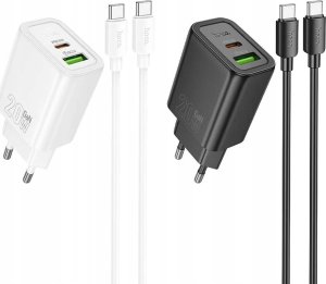 HOCO ładowarka sieciowa USB A + Typ C + kabel Typ C do Lightning PD QC3.0 3A 20W N61 czarna 3
