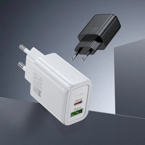 HOCO ładowarka sieciowa USB A + Typ C + kabel Typ C do Lightning PD QC3.0 3A 20W N61 czarna 5