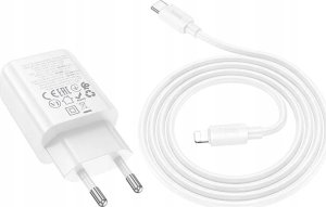 HOCO ładowarka sieciowa USB A + Typ C + kabel Typ C do Lightning PD QC3.0 3A 30W N63 biała 2