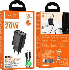 HOCO ładowarka sieciowa Typ C + kabel Typ C do Lightning PD QC 20W N60 czarna 5