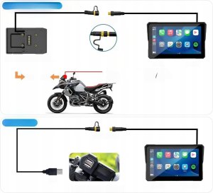Carpuride W702B Pro motocyklowy ekran Carplay BMW bezprzewodowy 7" nowy 3