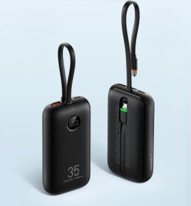 VEGER powerbank 10000 mAh z wbudowanymi kablami Typ C / Lightning PD QC3.0 35W K1 (W1188) czarny 3