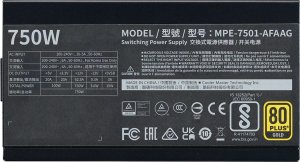 Zasilacz Cooler Master MWE Gold V2 ATX 3.0 750W Wersja UK (MPE-7501-AFAAG-3UK) 3