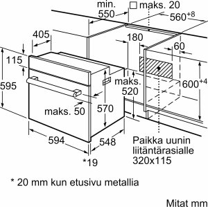 Bosch Oven | HBF010BV1S | 66 L | Electric | Manual | Control knob | Height 59.5 cm | Width 59.4 cm | White 8