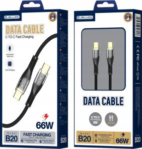 JELLICO kabel B20 USB-C - USB-C PD 66W 1M Czarny 1