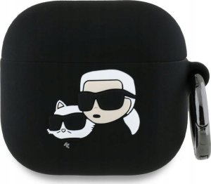 Karl Lagerfeld KLA4RUNKCHK AirPods 4      cover czarny/black Silicone Karl&Chaupette Head 3D 1