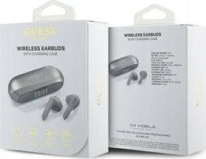 Słuchawki Guess słuchawki Bluetooth GUTWSC2MCDSE TWS + stacja dokująca taupe Elongated Metalic Printed Logo 7
