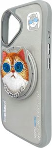 Etui Nimmy Glasses Cool Cat do iPhone 16  szary 4