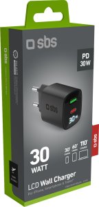 SBS PD Travel Charger 30W USB-C/18W USB LCD GaN black 4