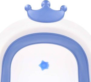 Wanienka dla dzieci silikonowa składana 40 L dla niemowląt turystyczna niebiesko-biała UNIWERSALNY 14
