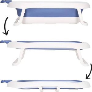 Wanienka dla dzieci silikonowa składana 40 L dla niemowląt turystyczna niebiesko-biała UNIWERSALNY 16