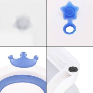 Wanienka dla dzieci silikonowa składana 40 L dla niemowląt turystyczna niebiesko-biała UNIWERSALNY 17