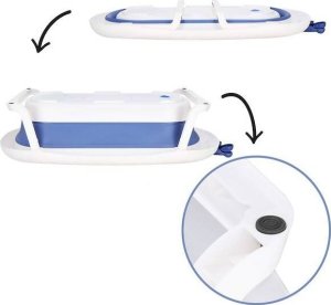 Wanienka dla dzieci silikonowa składana 40 L dla niemowląt turystyczna niebiesko-biała UNIWERSALNY 18
