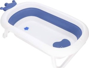 Wanienka dla dzieci silikonowa składana 40 L dla niemowląt turystyczna niebiesko-biała UNIWERSALNY 2