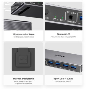 Unitek Przełącznik KVM 4K@60Hz USB 3.0 HDMI 9