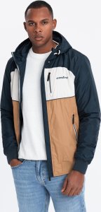 Lekka kolorowa męska kurtka sportowa z polarem  brązowo-granatowa V1 OM-JANP-0194 S 3