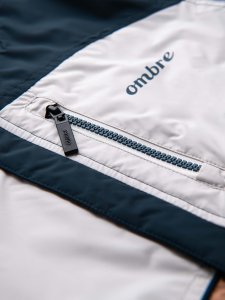 Lekka kolorowa męska kurtka sportowa z polarem  brązowo-granatowa V1 OM-JANP-0194 S 7