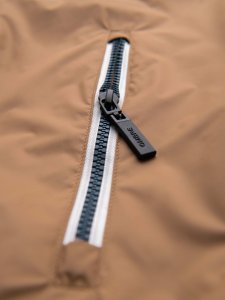 Lekka kolorowa męska kurtka sportowa z polarem  brązowo-granatowa V1 OM-JANP-0194 S 8