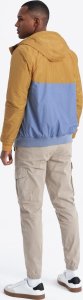 Lekka kolorowa męska kurtka sportowa z polarem  niebiesko-musztardowa V8 OM-JANP-0194 L 5