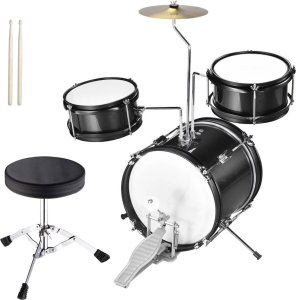 KERA PERKUSJA DLA DZIECI ZESTAW STOŁEK PAŁECZKI BĘBEN BASOWY CZARNA 3
