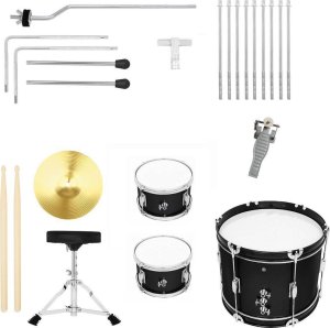 KERA PERKUSJA DLA DZIECI ZESTAW STOŁEK PAŁECZKI BĘBEN BASOWY CZARNA 4